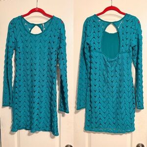 Free People Teal Backless Dress